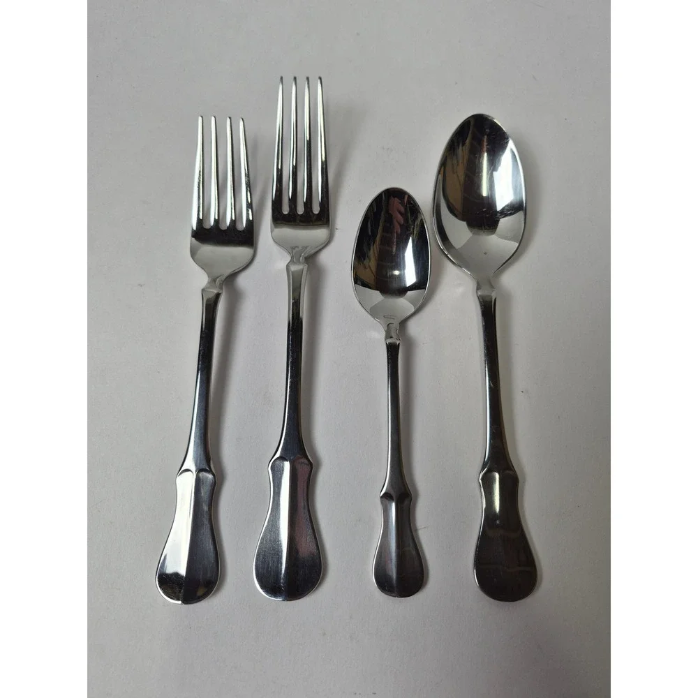 Wallace Elite 18/10 Stainless Flatware Continental Bead 4 Piece Set Forks Spoons